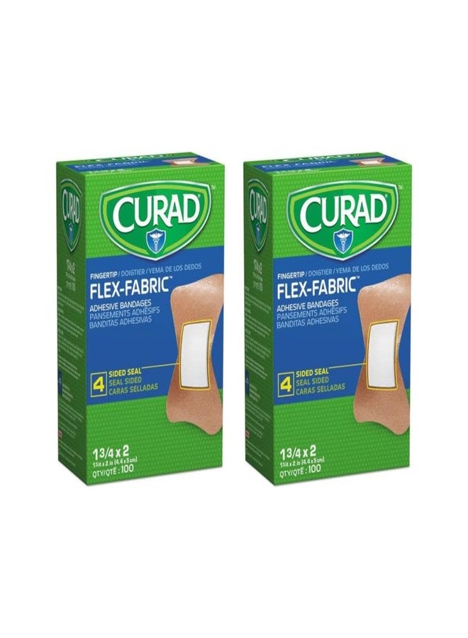 CURAD Flex-Fabric Adhesive Bandages, 2 x 1.75 Inch, Fingertip, Box of 100, Pack of 2 - Image 1